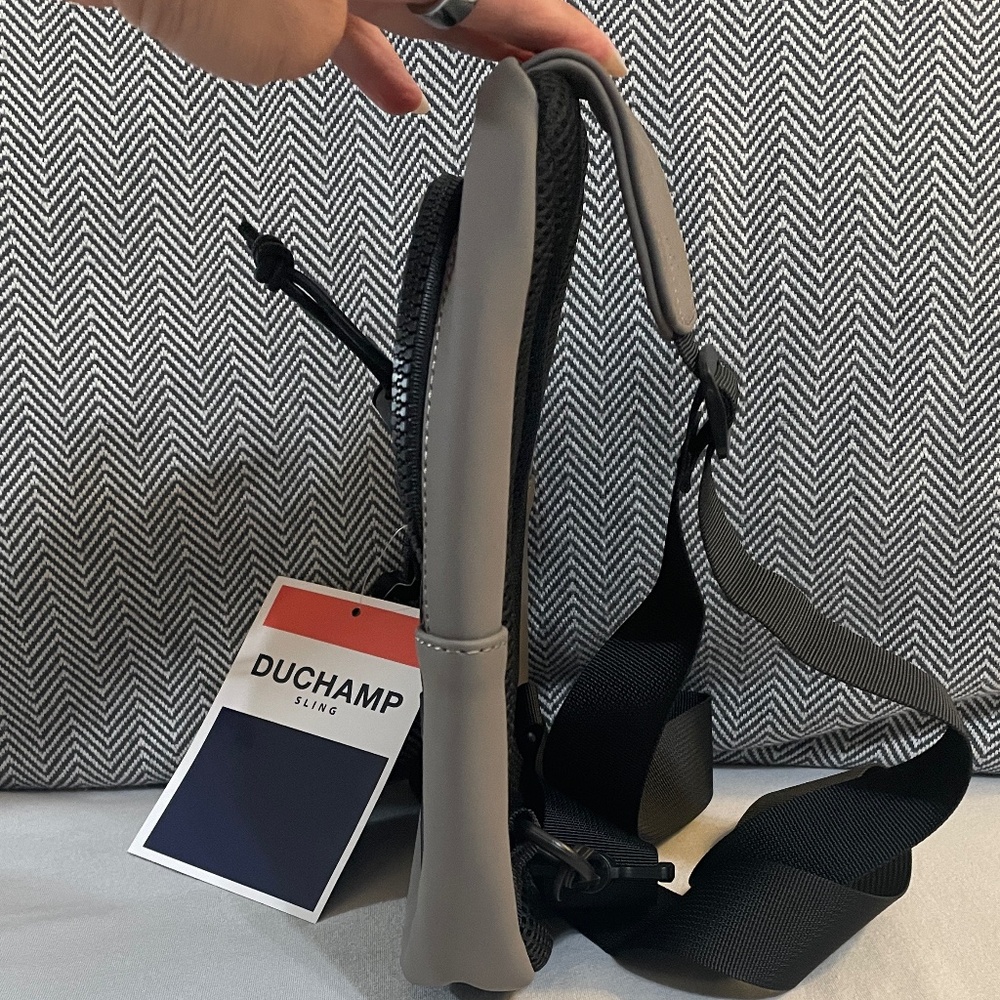 NWT DUCHAMP Versatile Unisex Rubberized Utility Sling Bag - Color: Taupe/Gray - Picture 5 of 14